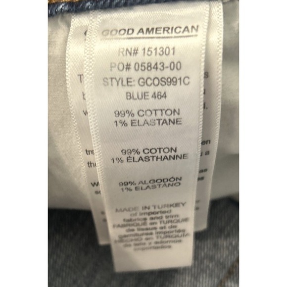 GOOD AMERICAN‎ Womens Denim Shorts Raw Edge 14/32 Booty - Picture 4 of 4